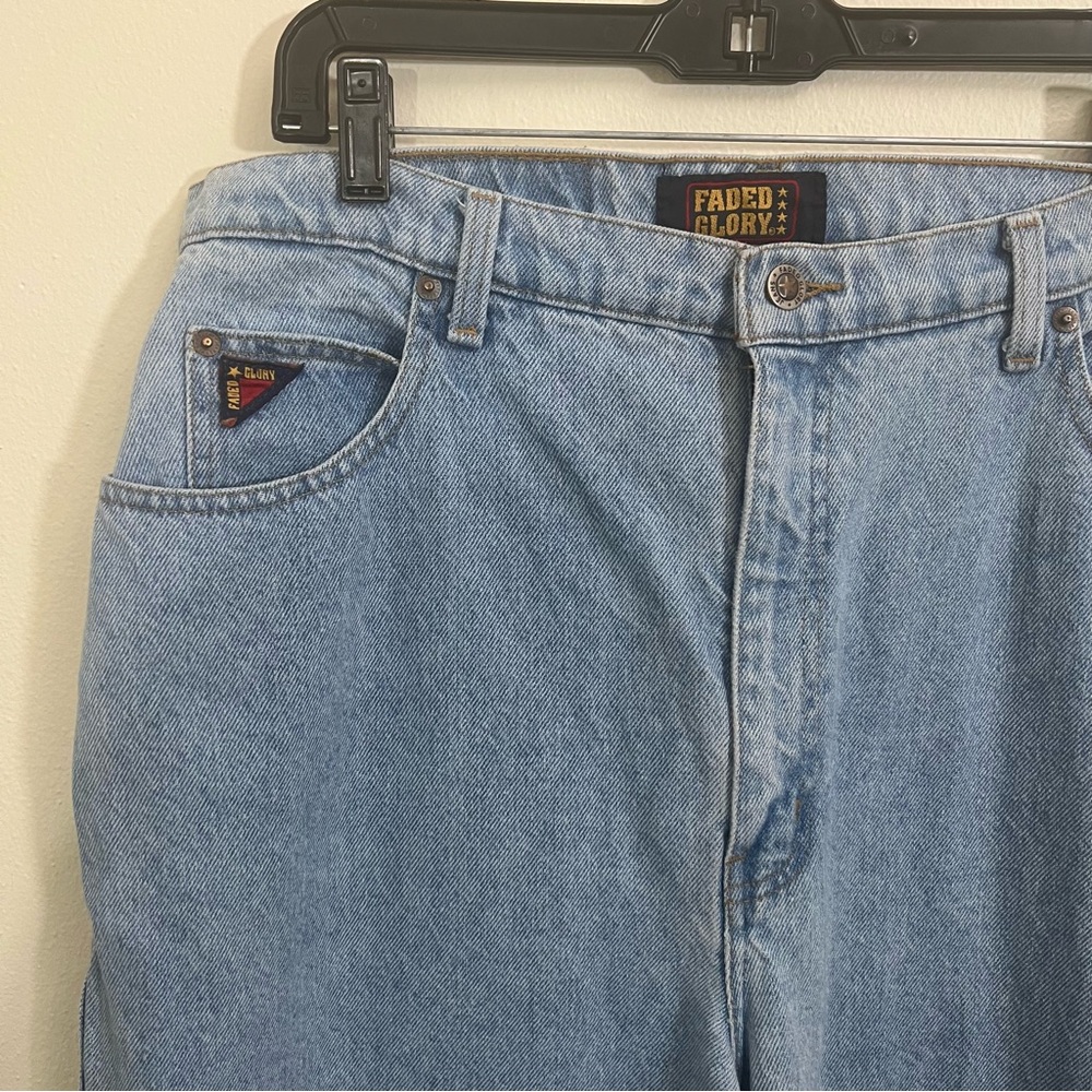 VINTAGE 90’s light wash high waisted baggy mom jeans waist size 34 faded glory - Picture 2 of 12
